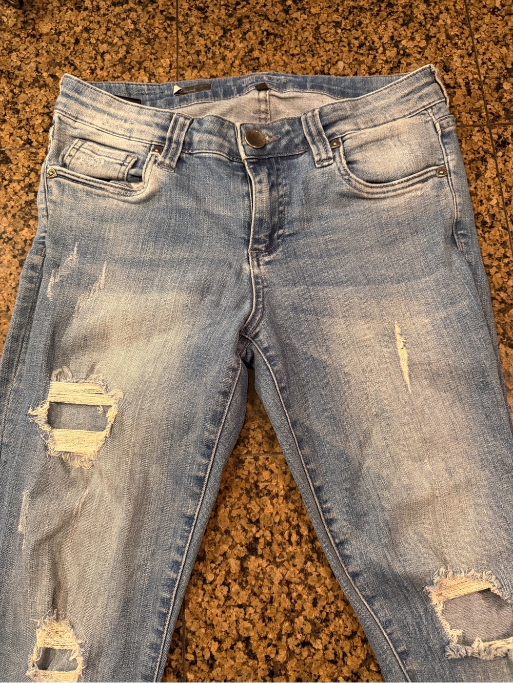 KUT Connie Skinny Crop Blue Distressed Women's Skinny Jeans Size 6 - Picture 5 of 7